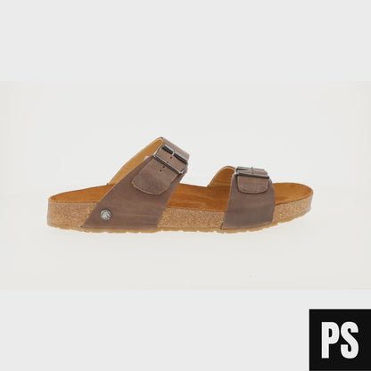 Haflinger Andrea Bio Pantolette dunkelbraun Kork Fussbett